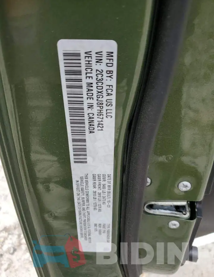 2C3CDXGJ8PH671421 Photo# 13