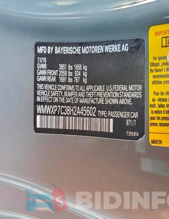 WMWXP7C38H2A45602 Photo# 12
