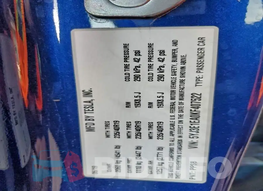 5YJ3E1EA0KF407522 Photo# 12