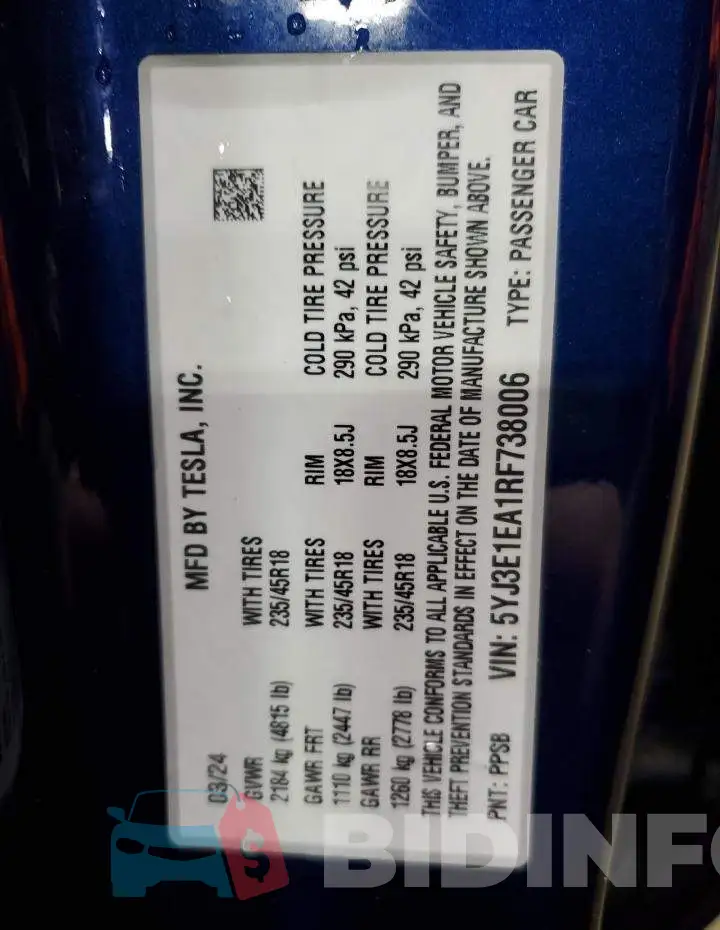5YJ3E1EA1RF738006 Photo# 12