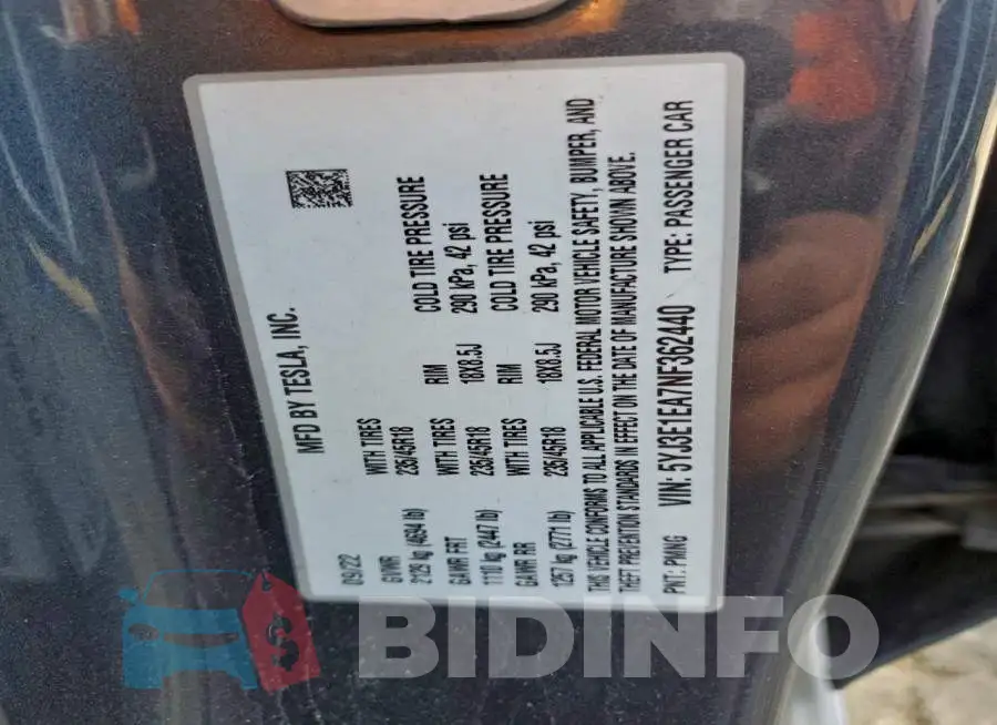 5YJ3E1EA7NF362440 Photo# 13