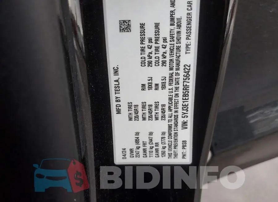 5YJ3E1EB5RF756422 Photo# 12
