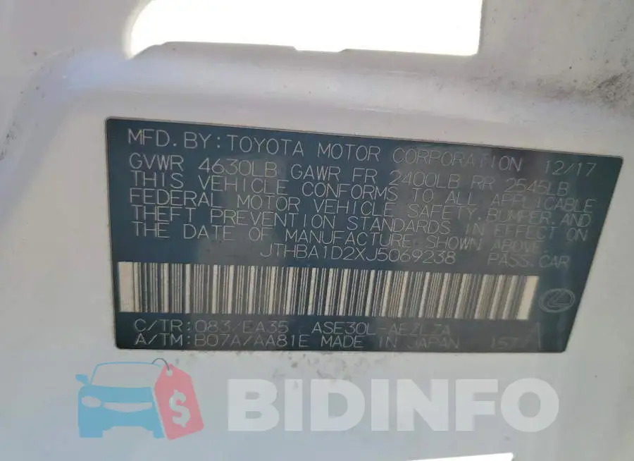 JTHBA1D2XJ5069238 Photo# 12