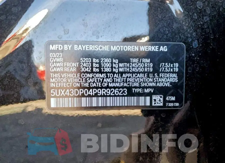 5UX43DP04P9R92623 Photo# 14