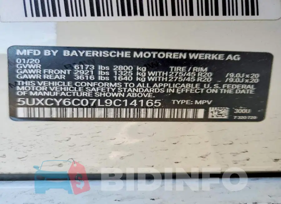5UXCY6C07L9C14165 Photo# 13