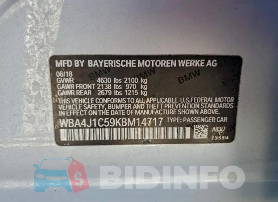 WBA4J1C59KBM14717 Photo# 12