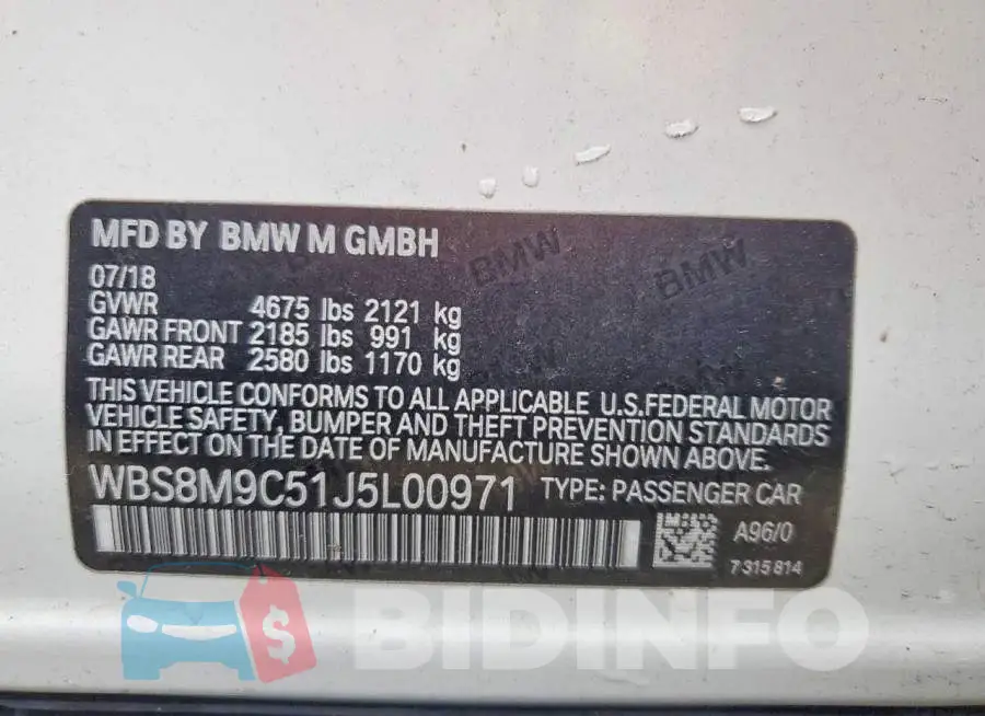 WBS8M9C51J5L00971 Photo# 13