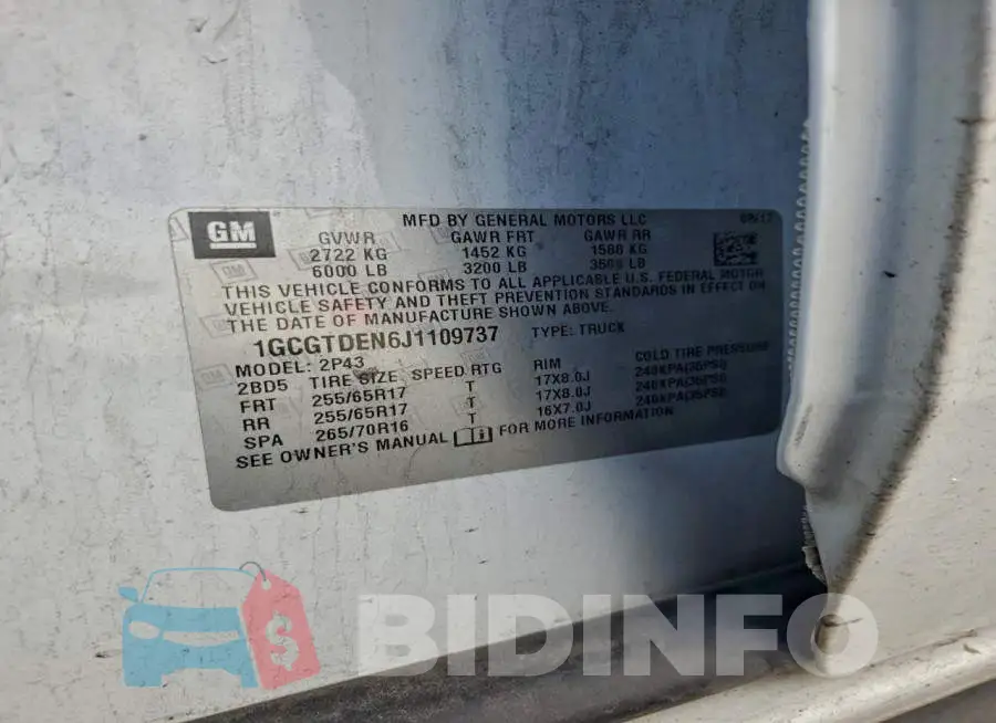 1GCGTDEN6J1109737 Photo# 12