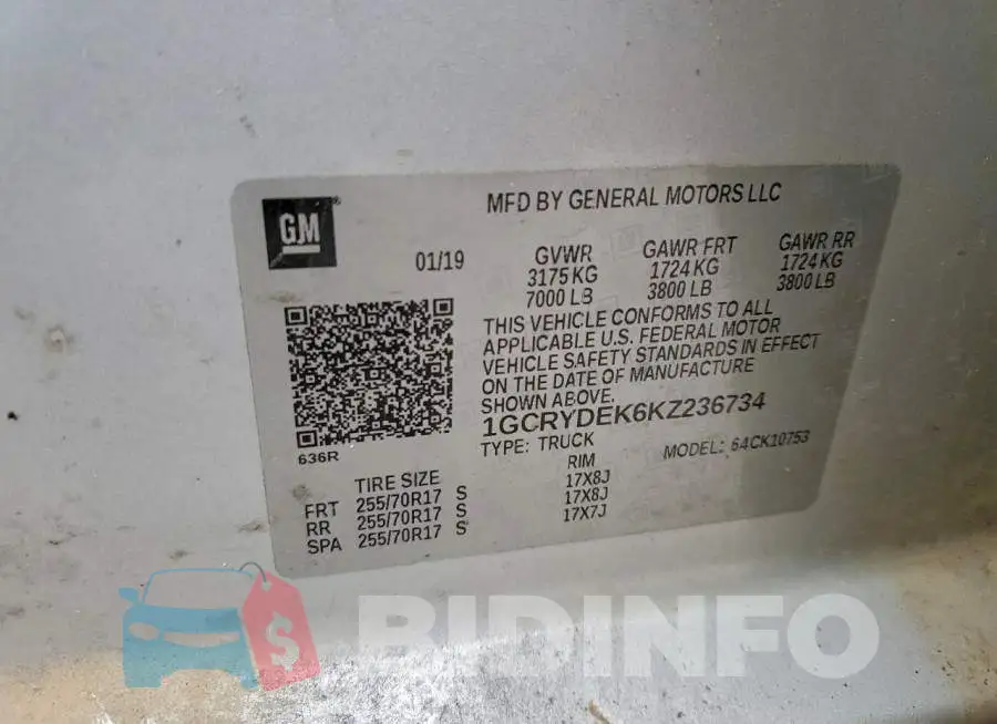 1GCRYDEK6KZ236734 Photo# 12