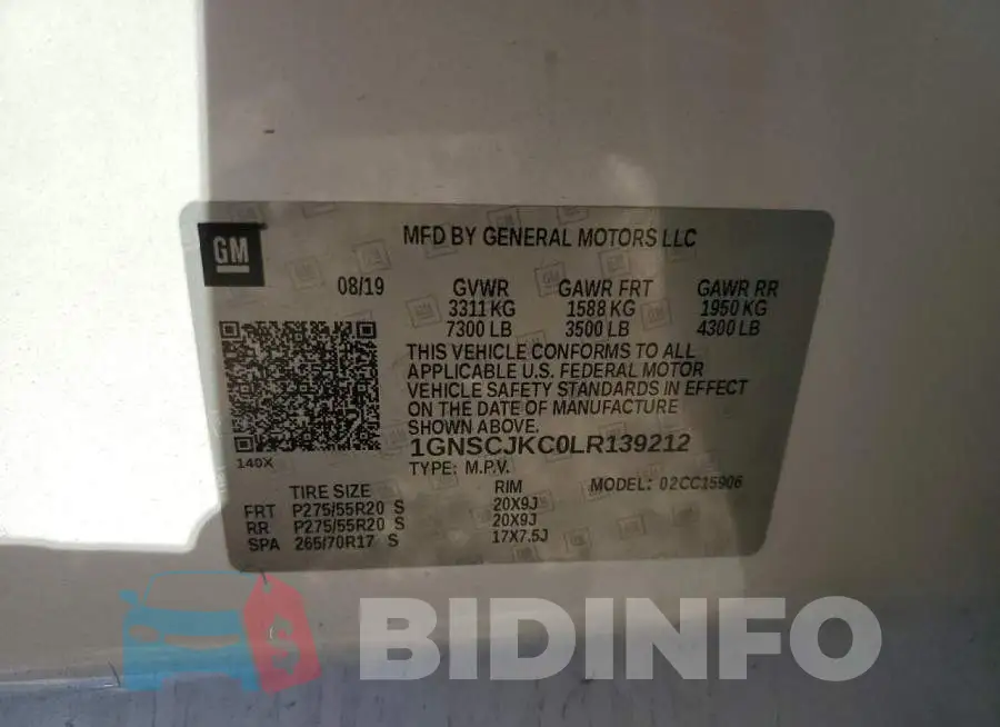 1GNSCJKC0LR139212 Photo# 13