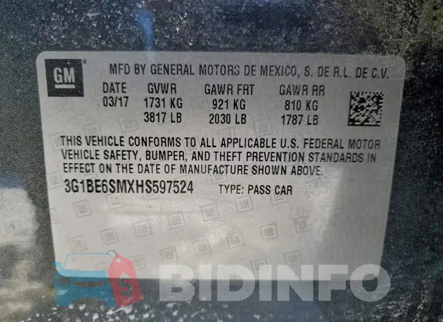 3G1BE6SMXHS597524 Photo# 12