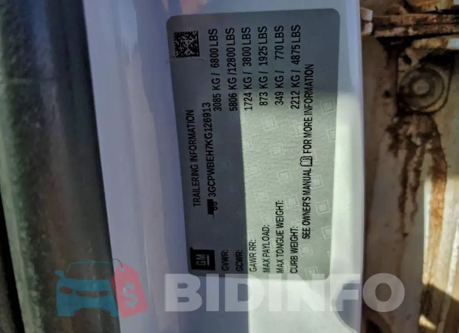 3GCPWBEH7KG126913 Photo# 12