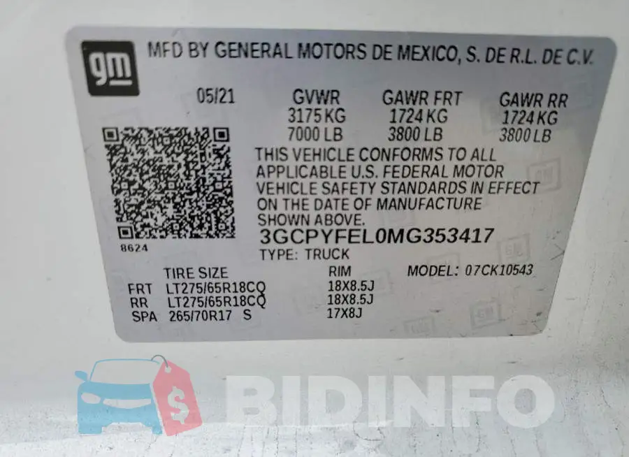 3GCPYFEL0MG353417 Photo# 12