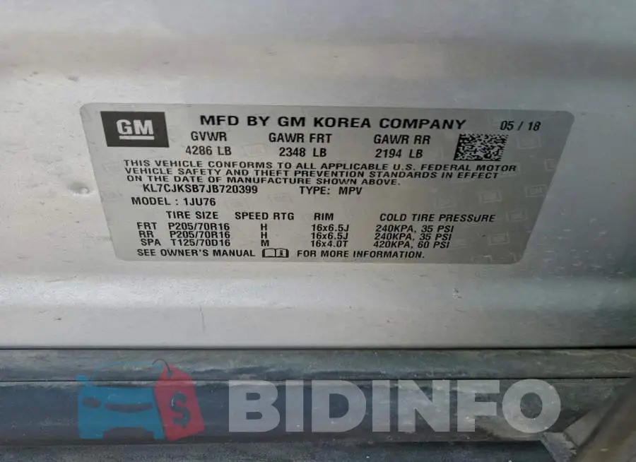 KL7CJKSB7JB720399 Photo# 13