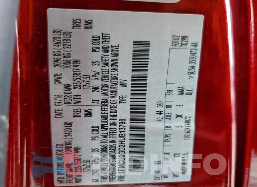 1FMCU0GD2HUB13796 Photo# 14