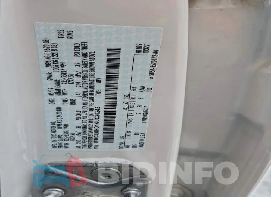 1FMCU0HD1KUC26242 Photo# 13