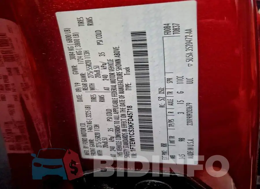 1FTEW1C53KFD45718 Photo# 13