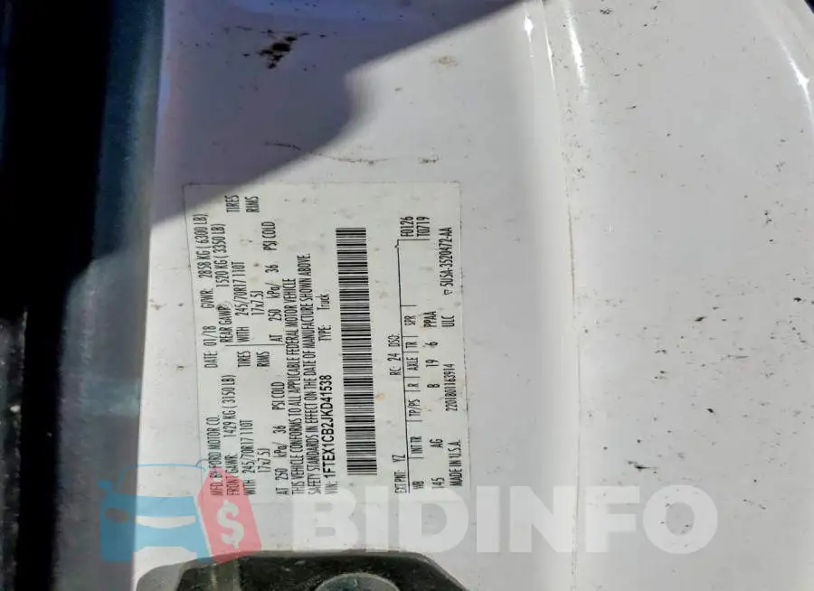 1FTEX1CB2JKD41538 Photo# 12