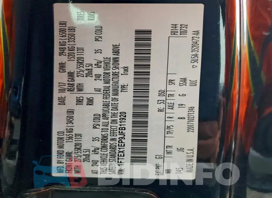 1FTEX1EP9JFB11920 Photo# 12