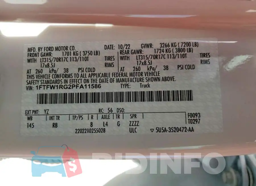 1FTFW1RG2PFA11586 Photo# 12