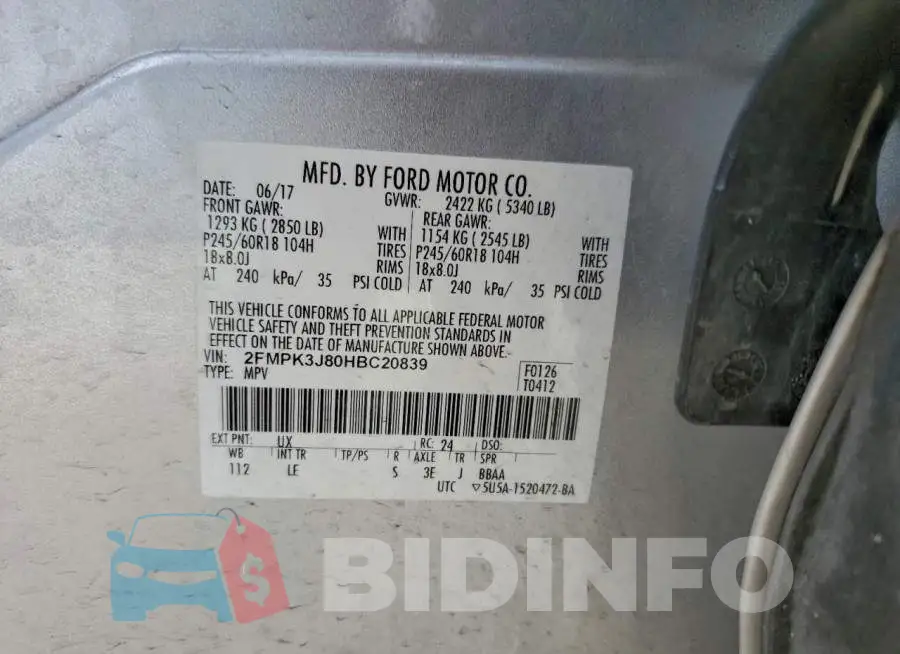 2FMPK3J80HBC20839 Photo# 13