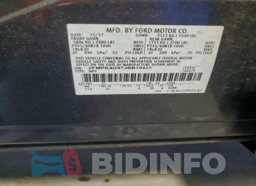 2FMPK4G97JBB19423 Photo# 13