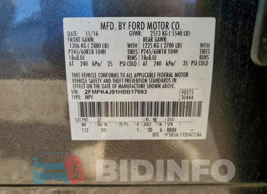2FMPK4J91HBB17993 Photo# 13