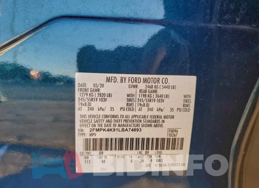 2FMPK4K91LBA74893 Photo# 14