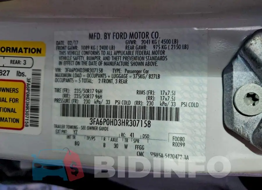 3FA6P0HD3HR307158 Photo# 12