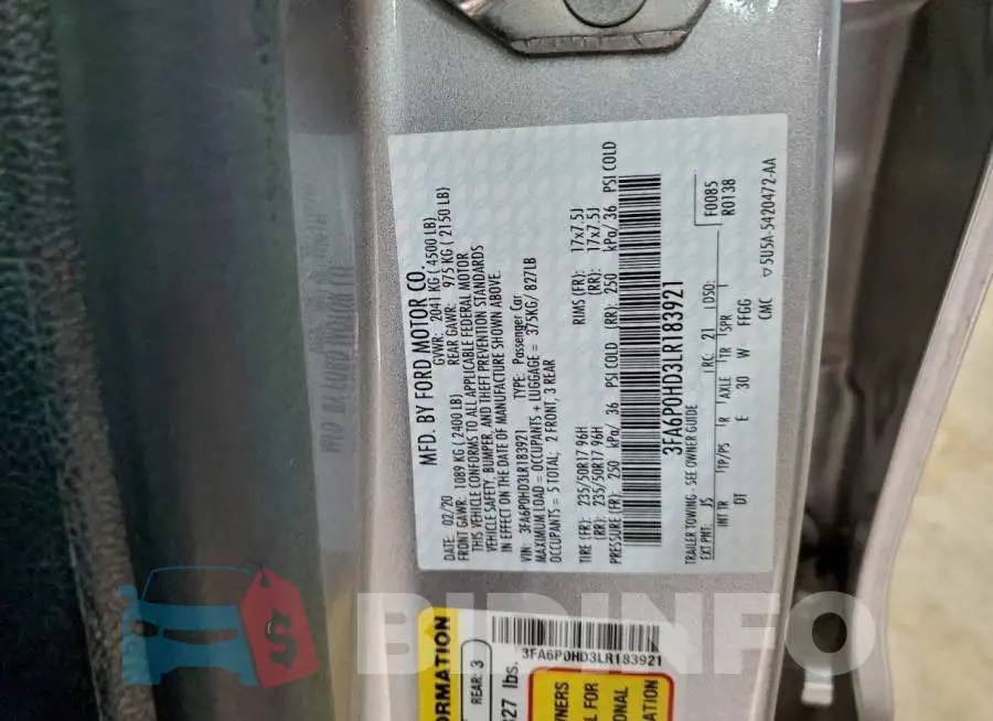 3FA6P0HD3LR183921 Photo# 12
