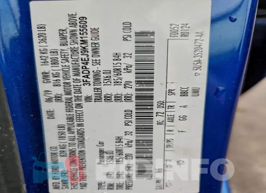 3FADP4EJ9KM155609 Photo# 12