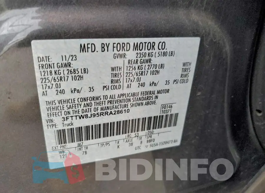 3FTTW8J95RRA28610 Photo# 12