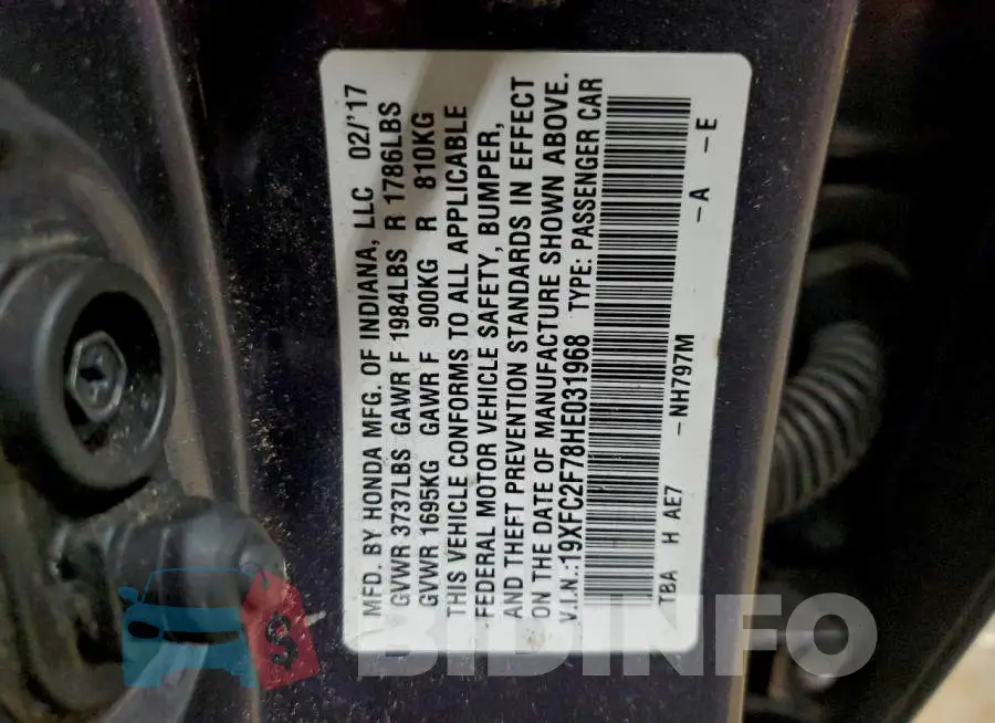 19XFC2F78HE031968 Photo# 12