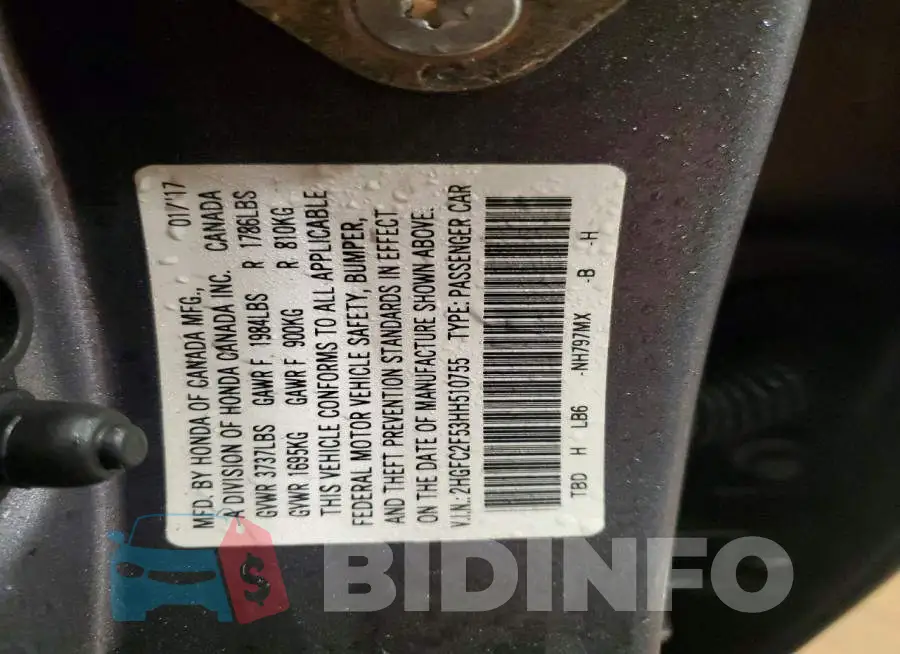2HGFC2F53HH510755 Photo# 12