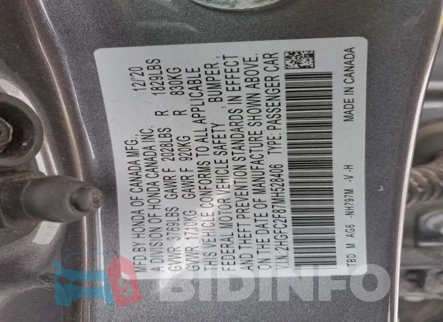 2HGFC2F87MH528406 Photo# 12