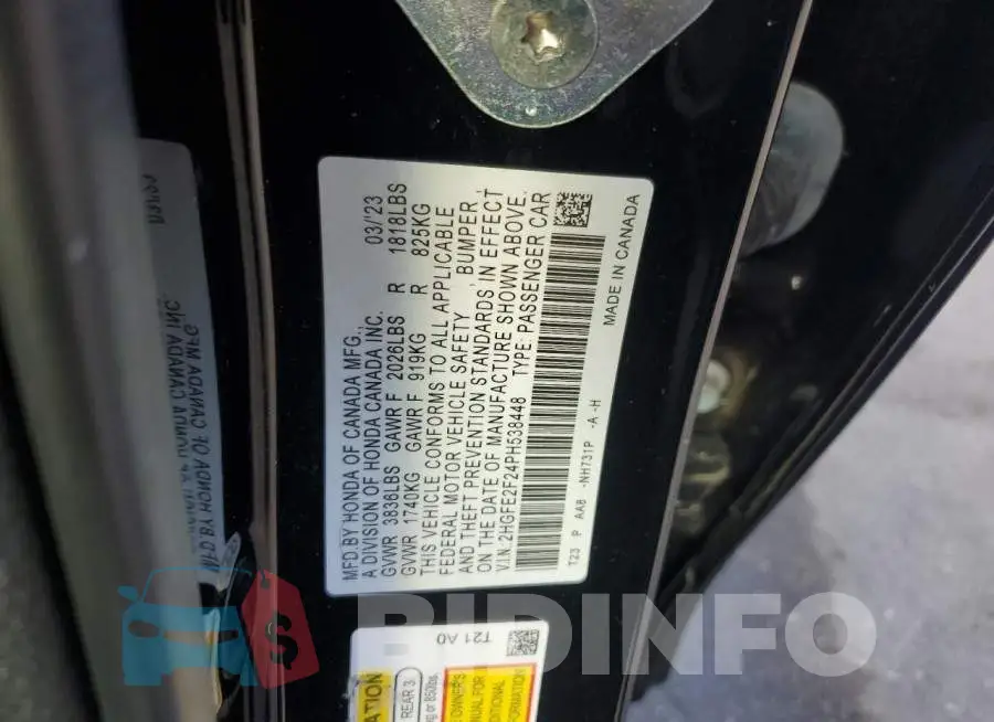 2HGFE2F24PH538448 Photo# 12
