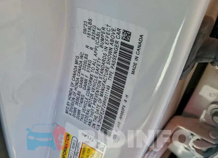 2HGFE2F29RH511149 Photo# 12