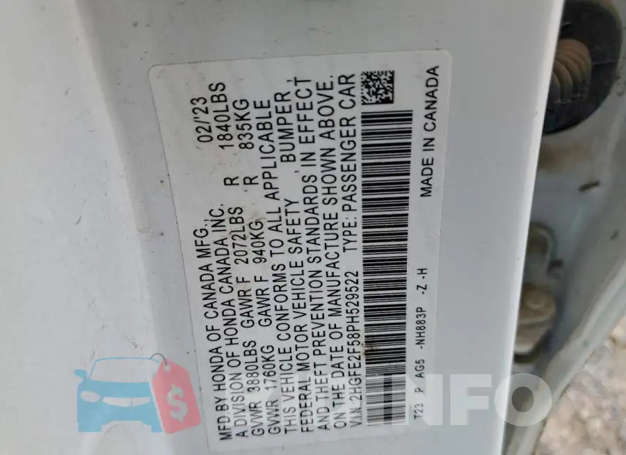 2HGFE2F58PH529522 Photo# 12