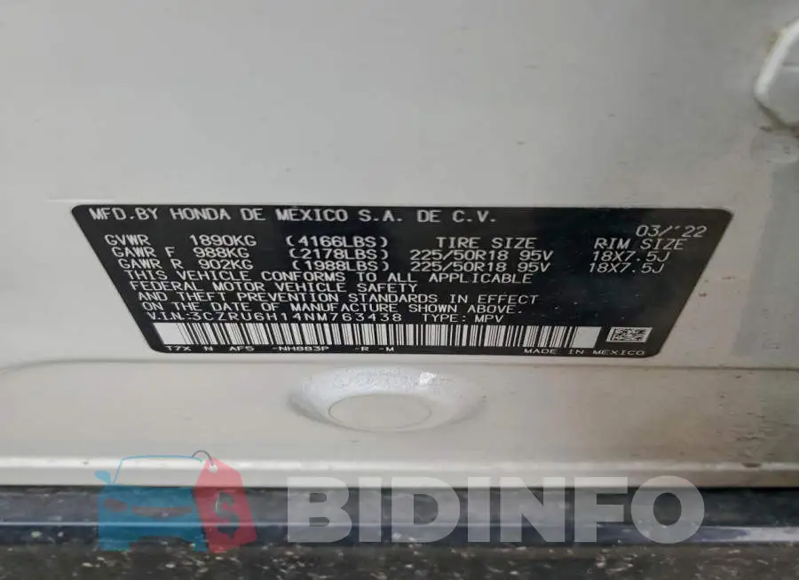 3CZRU6H14NM763438 Photo# 13