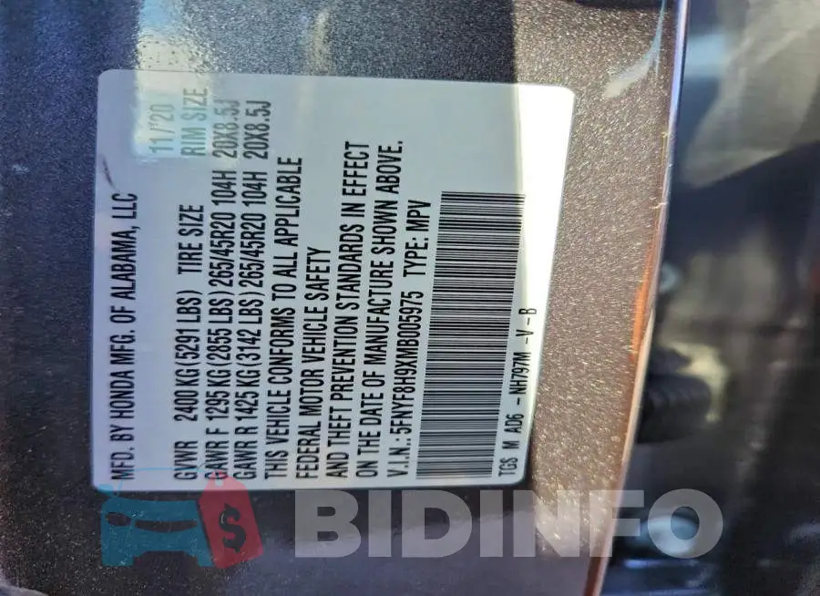 5FNYF8H9XMB005975 Photo# 13