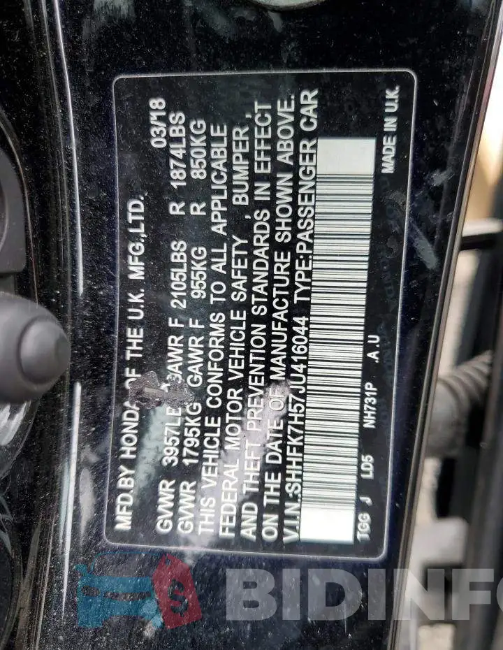 SHHFK7H57JU416044 Photo# 12