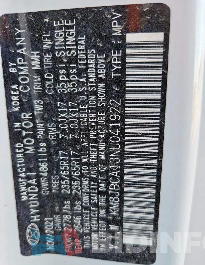 KM8JBCA13NU041922 Photo# 13