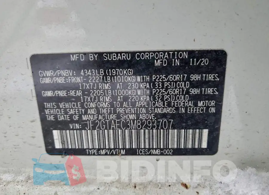 JF2GTAEC3M8293707 Photo# 13