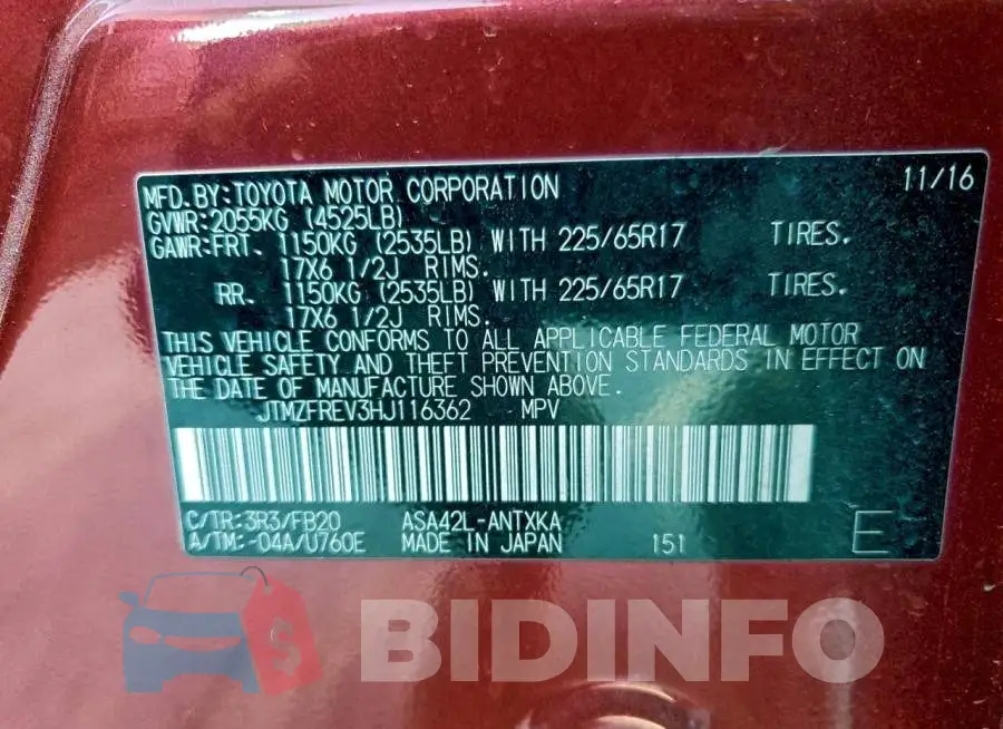 JTMZFREV3HJ116362 Photo# 13