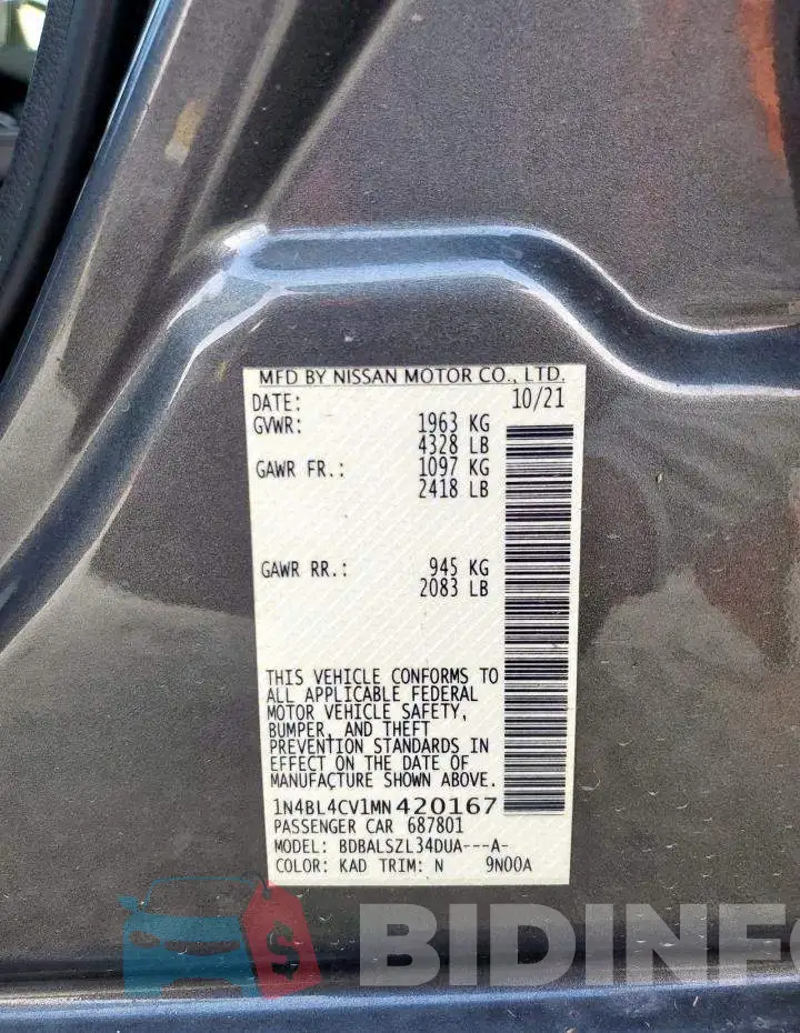 1N4BL4CV1MN420167 Photo# 12