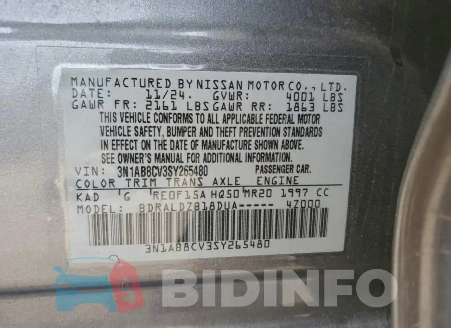 3N1AB8CV3SY265480 Photo# 12