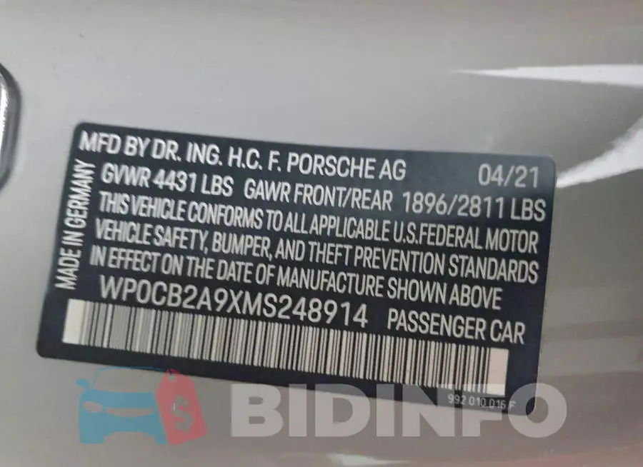 WP0CB2A9XMS248914 Photo# 12
