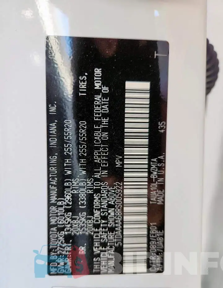 5TDAAAA68RS005922 Photo# 13
