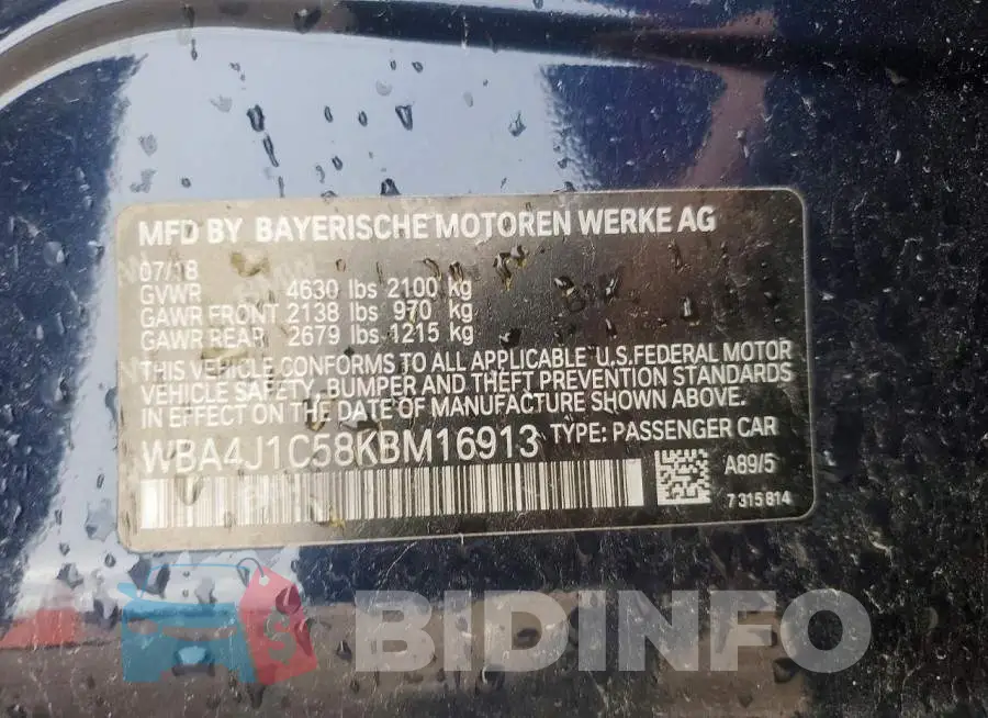 WBA4J1C58KBM16913 Photo# 13
