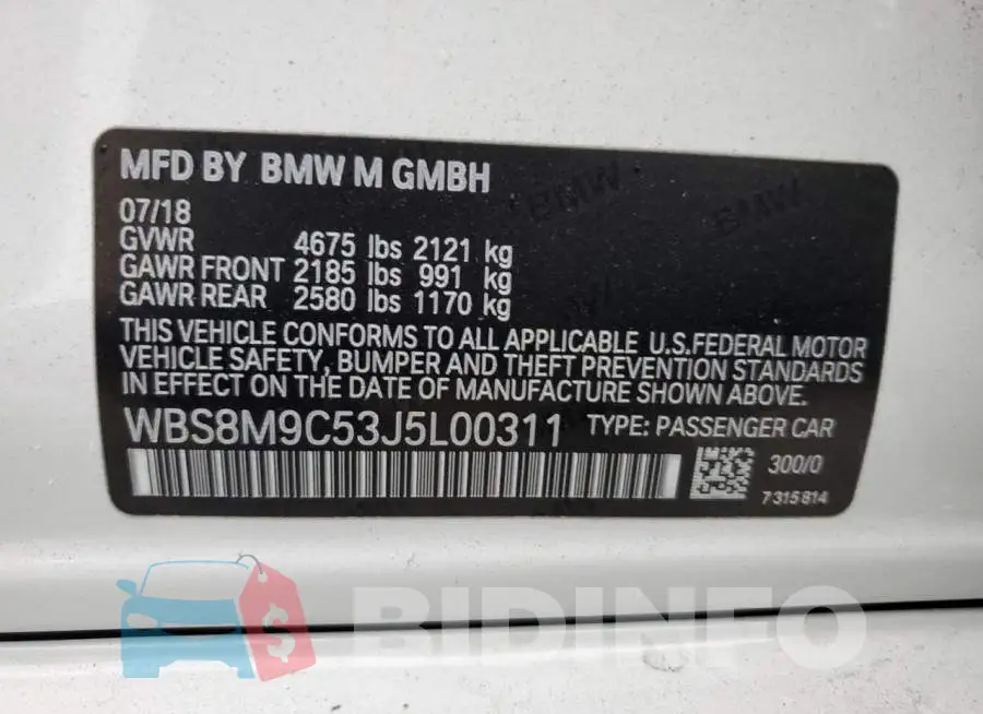 WBS8M9C53J5L00311 Photo# 12
